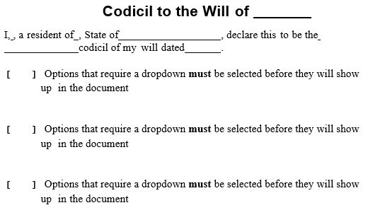free codicil to will form 11