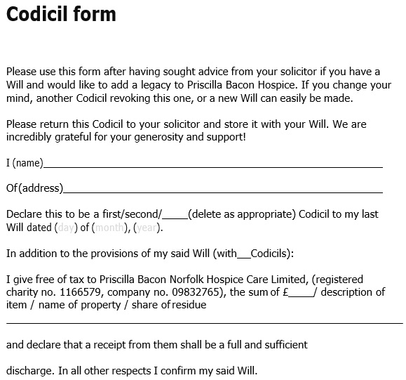free codicil to will form 6