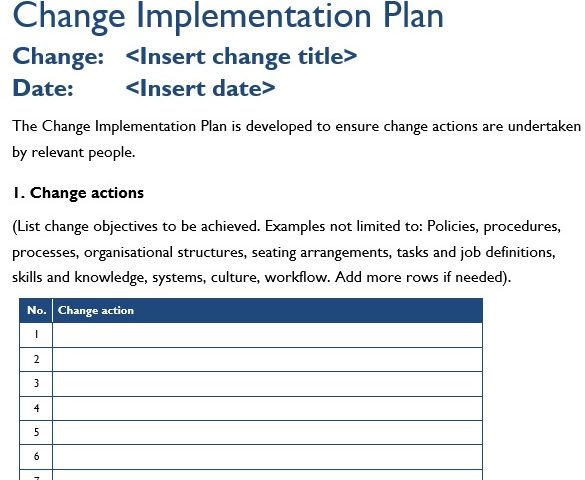 free implementation plan template 7