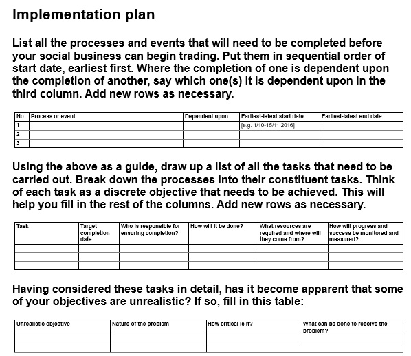 free implementation plan template 8
