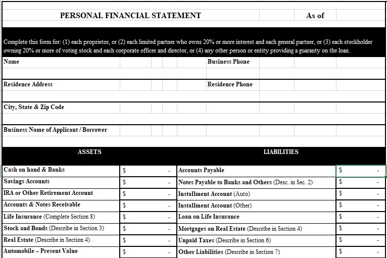 free personal financial statement template 1