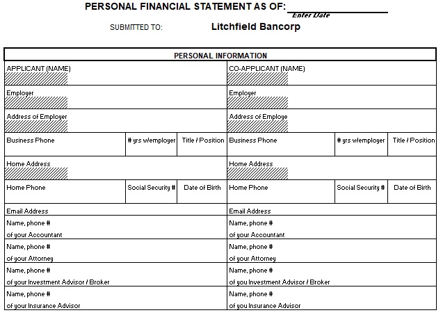 free personal financial statement template
