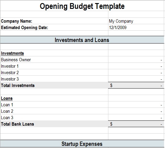 free startup budget template 13