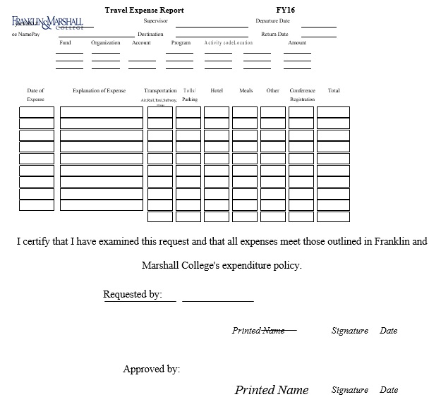 free travel expense report form 1