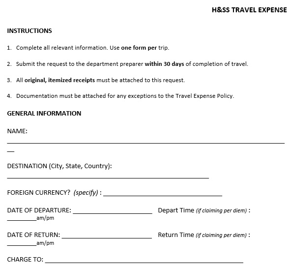 free travel expense report form 2