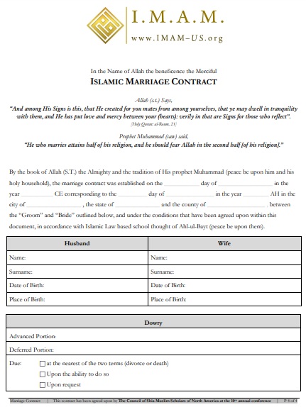 islamic marriage contract template