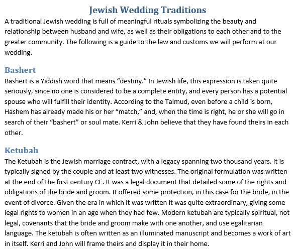 jewish wedding traditions template