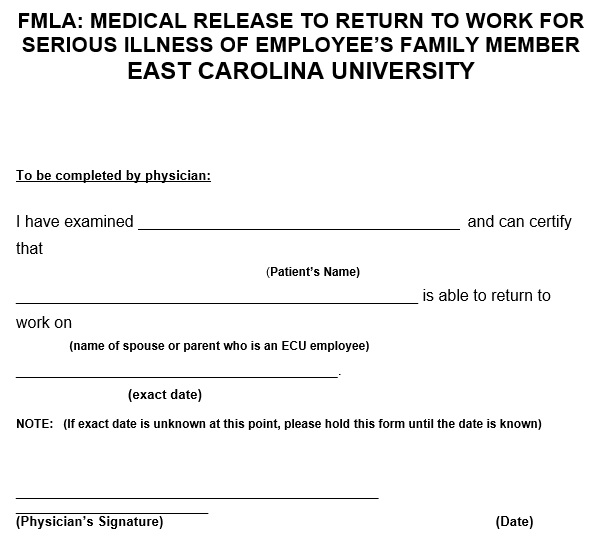 medical release to return to work for serious illness form
