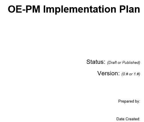 oe pm implementation plan template