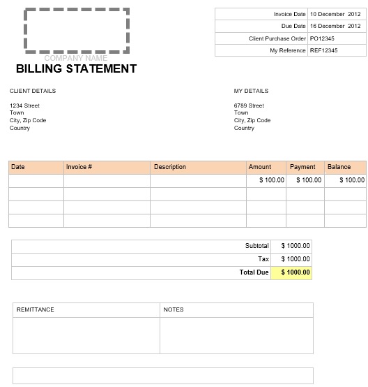 printable billing statement template 4