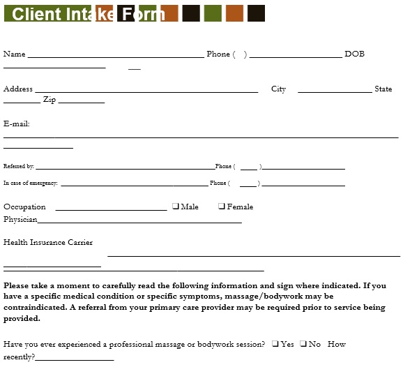 printable client intake form