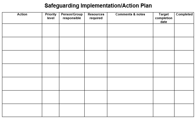 safeguarding implementation plan template