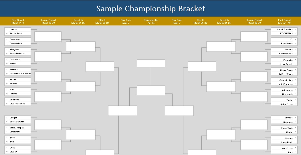 sample championship bracket template excel