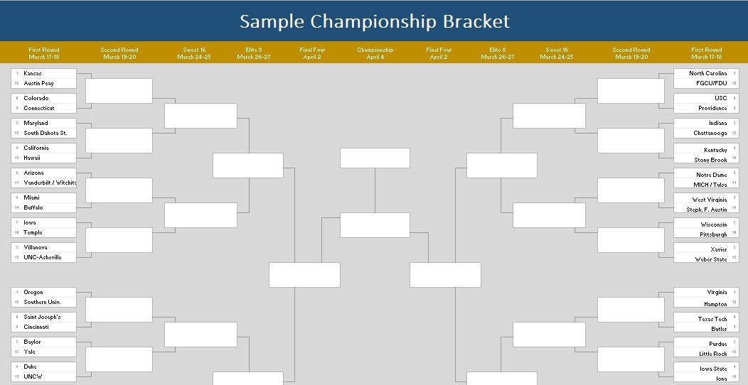 Printable Tournament Bracket Templates Excel Word Best Collections