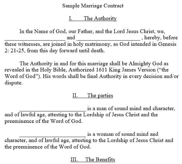 sample marriage contract template 1