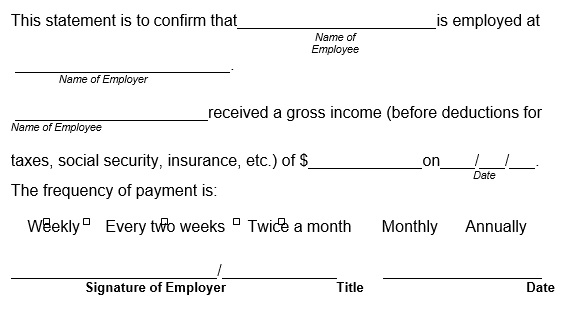 letter to verify income
