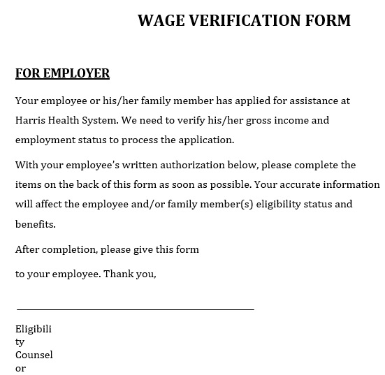 wage verification form