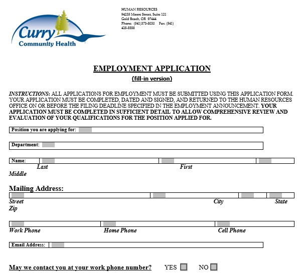 free employment application template 1