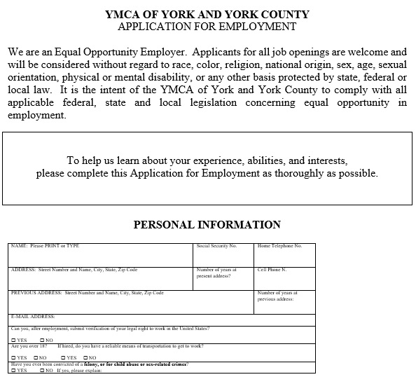 free employment application template 8
