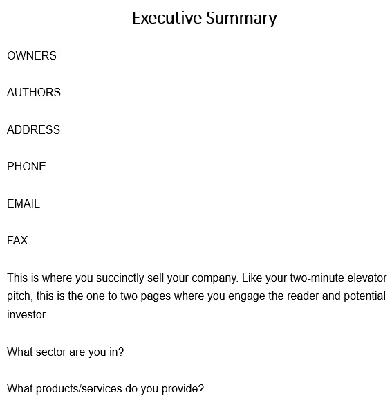 free executive summary template