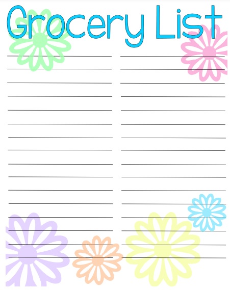 free grocery list template 1
