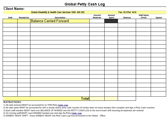 free petty cash log template 4