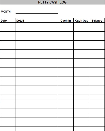 free petty cash log template 5