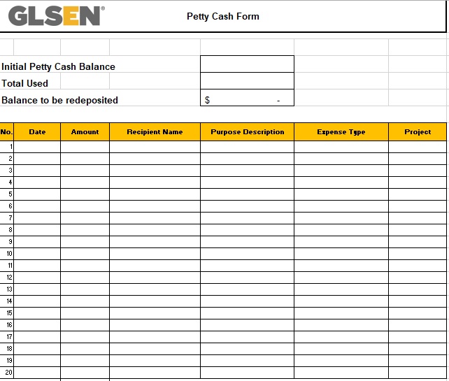 free petty cash log template