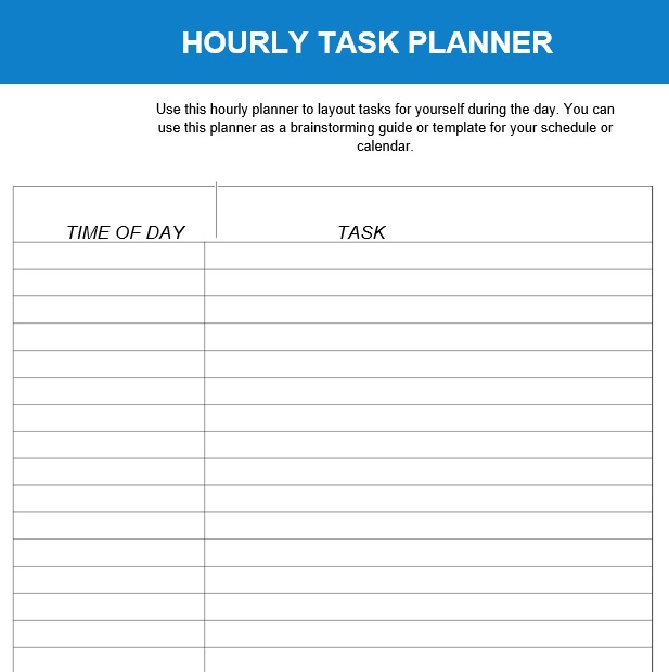 hourly task list template