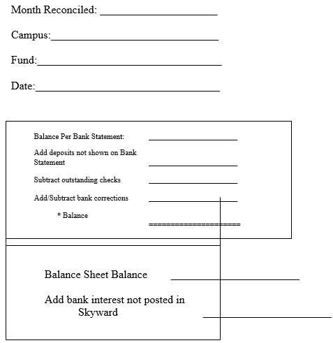 activity account bank reconciliation form