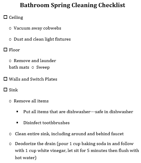 bathroom spring cleaning checklist