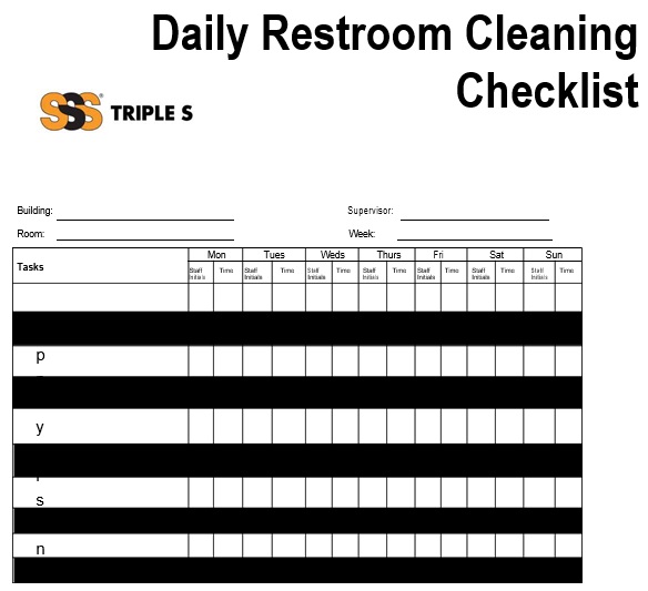 daily restroom cleaning checklist template