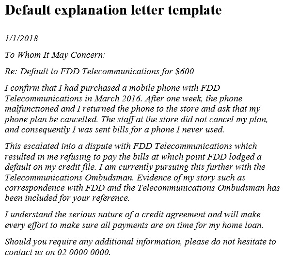 default explanation letter template