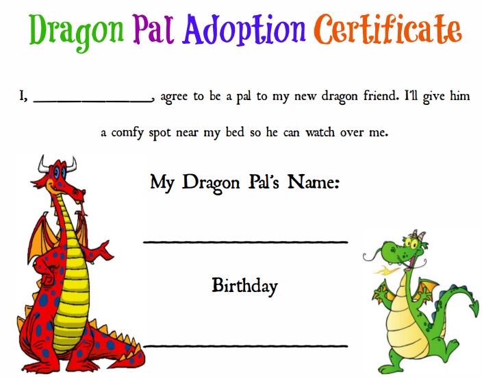 dragon adoption certificate template