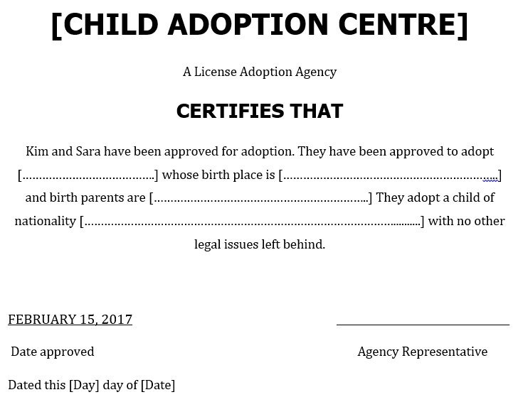 free adoption certificate template 9