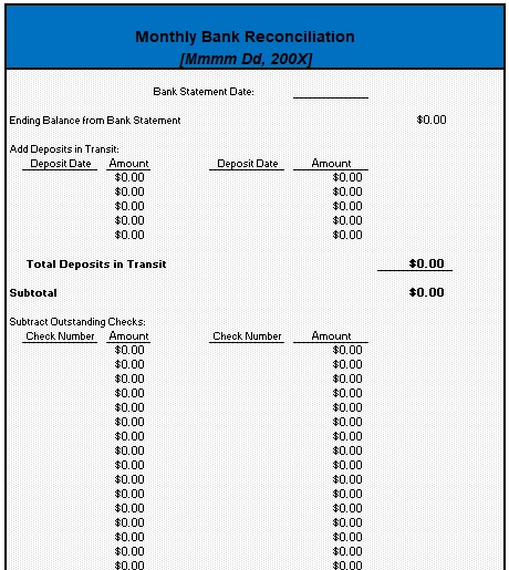 free bank reconciliation template 13