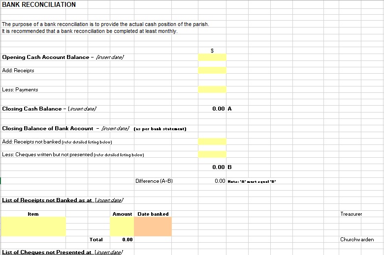 free bank reconciliation template 19