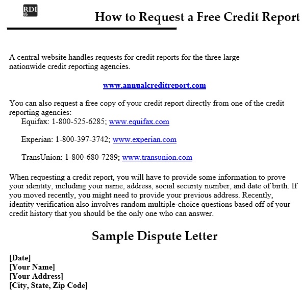 free credit dispute letter 3