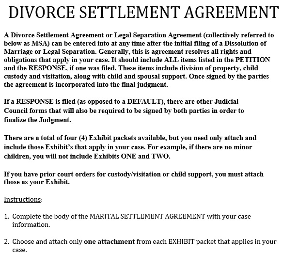 free divorce settlement agreement template 13