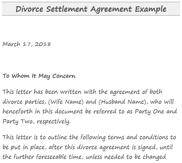 free divorce settlement agreement template 2