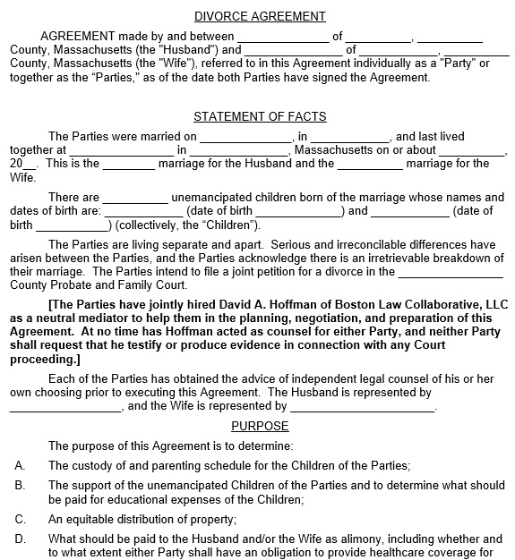free divorce settlement agreement template 9
