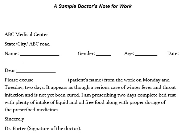 free doctor note template 5