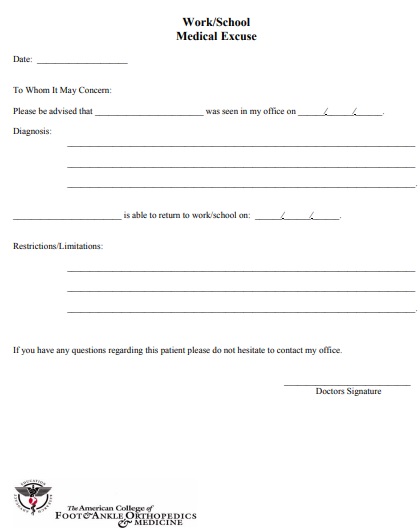 free doctor note template