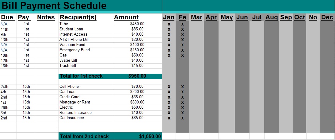 free payment schedule template 14