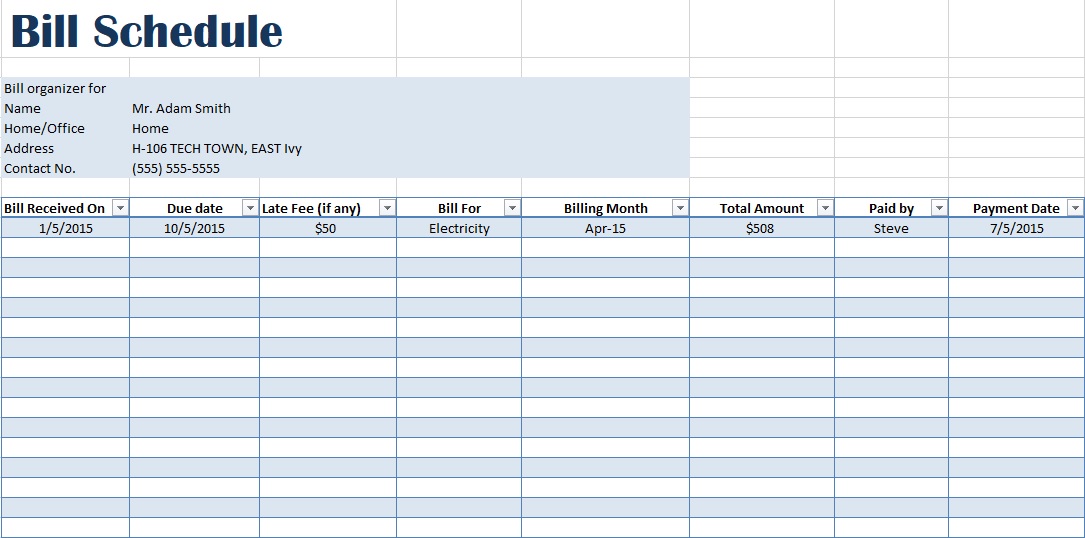 free payment schedule template 15