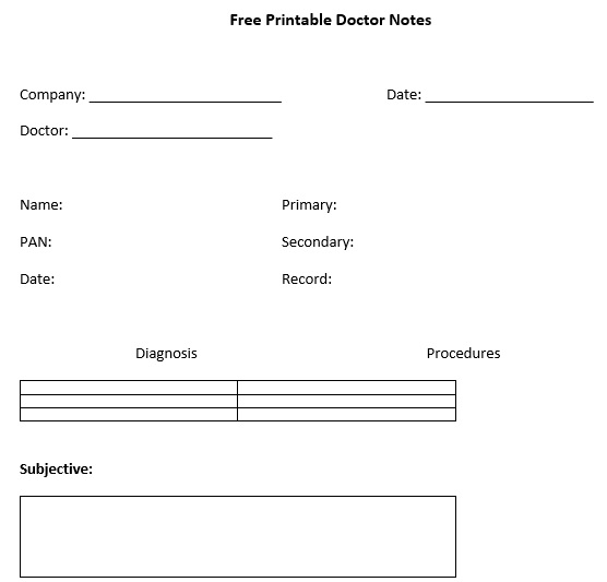 free printable doctor note template