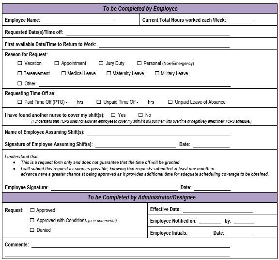 free time off request form 11
