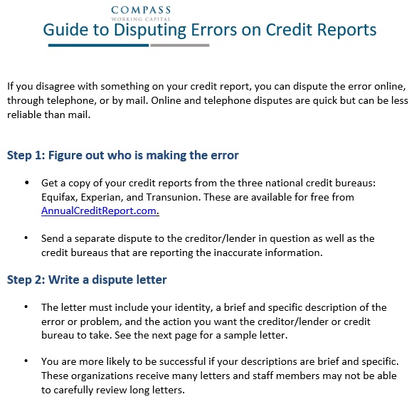 guide to disputing errors on credit reports