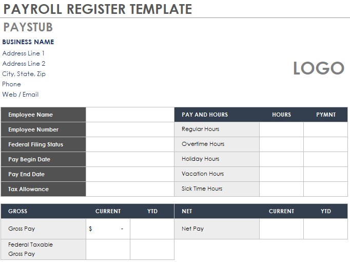 payroll register template