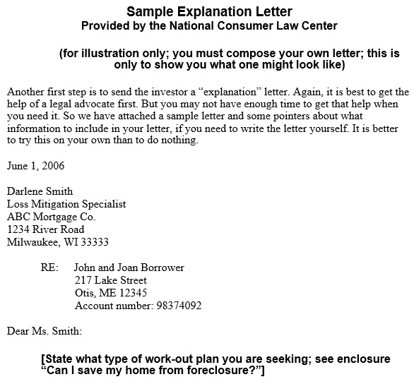 sample letter of explanation